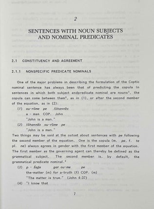 Studies in the Nominal Sentence in Egyptian and Coptic
