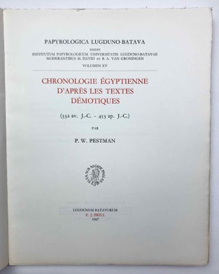 Chronologie égyptienne d’après les textes démotiques (332 av. J.-C. - 453 ap. J.-C.)