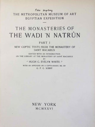 The monasteries of the Wadi 'n Natrun. Part I: New coptic texts from the monastery of Saint Macarius. Part II: The history of the monasteries of Nitria and of Scetis. Part III: The architecture and archaeology (complete set)[newline]M2747c-004.jpg