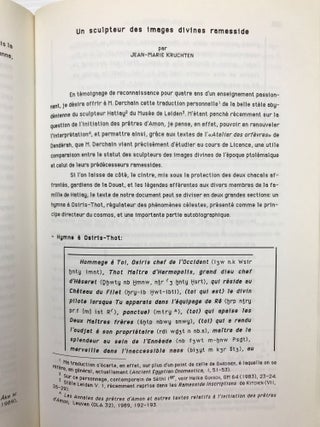 L'atelier de L'orfèvre. Mélanges Offerts à Philippe Derchain.