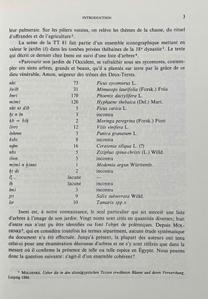 Arbres et arbustes de l'Égypte ancienne. la liste de la tombe thébaine d'Ineni (no 81).