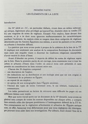 Arbres et arbustes de l'Égypte ancienne. la liste de la tombe thébaine d'Ineni (no 81).