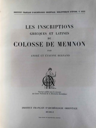 Les inscriptions grecques et latines du colosse de Memnon