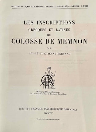 Les inscriptions grecques et latines du colosse de Memnon
