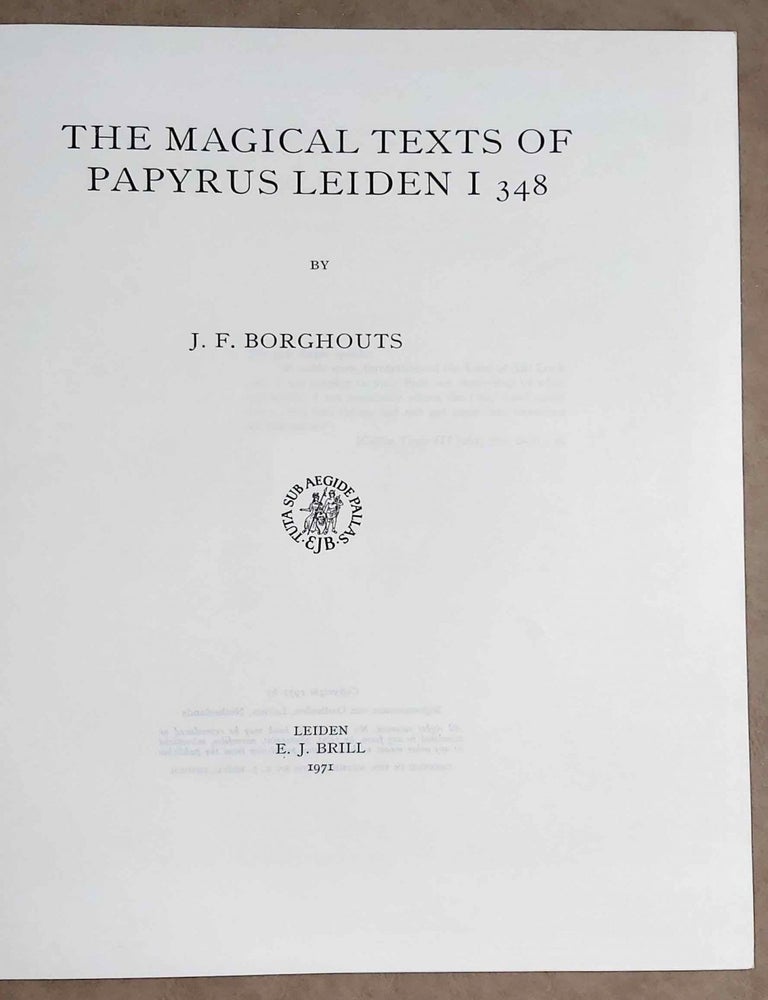 Item #M2880c The Magical texts of papyrus Leiden I 348. BORGHOUTS Joris Frans.[newline]M2880c.jpeg