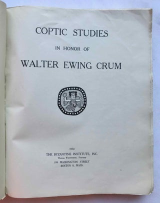 Coptic Studies in honor of Walter Ewing Crum.[newline]M2911c-01.jpg