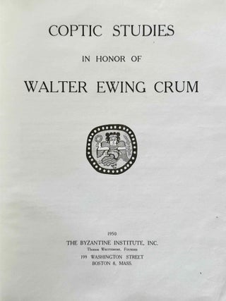 Coptic Studies in honor of Walter Ewing Crum.[newline]M2911e-04.jpeg