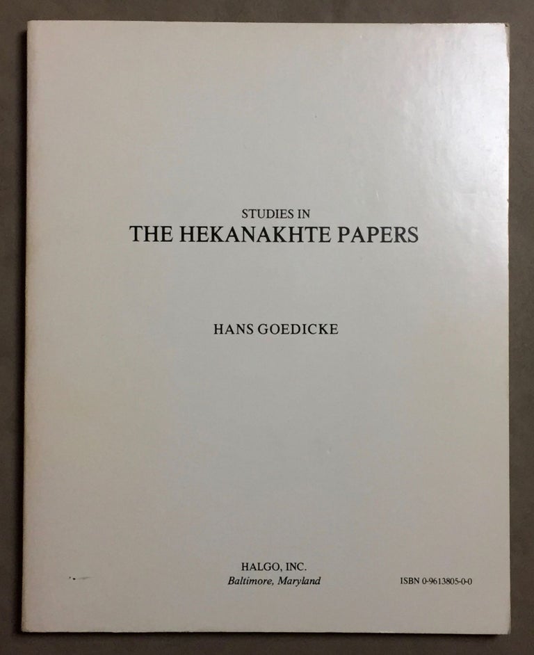 Item #M2912b Studies in the Heqanakhte papers. GOEDICKE Hans.[newline]M2912b.jpg