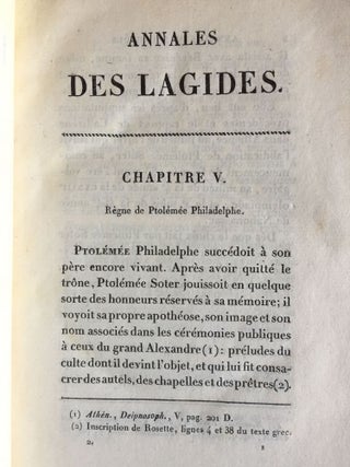 Annales des Lagides, ou chronologie des rois grecs d'Egypte successeurs d'Alexandre le Grand. 2 volumes (complete set)[newline]M2919-14.jpg