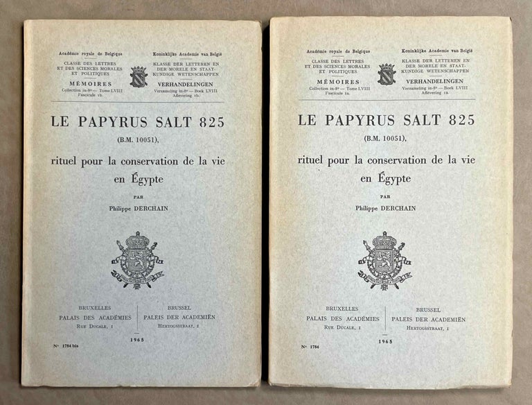 Item #M2936k Le papyrus Salt 825 (B. M. 10051), rituel pour la conservation de la vie en Egypte. Fascicles A & B (complete set). DERCHAIN Philippe.[newline]M2936k-00.jpeg