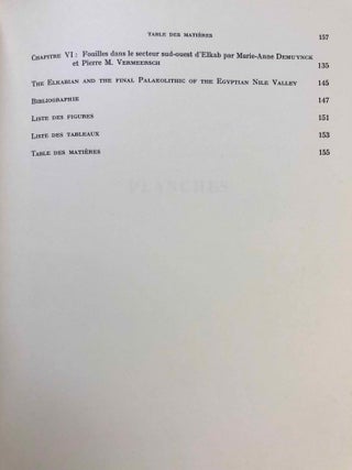 Elkab. Vol. I-VIII. Vol. I: Les monuments religieux à l'entrée de l'Ouady Hellal. Vol. II: L'Elkabien épipaléolithique de la Vallée du Nil égyptien. Vol. III: Les ostraca grecs. Vol. IV: Topographie (2 fascicles). Vol. V: The Naqada III Cemetery. Vol. VI,1 (Text) and VI,2 (Tafeln): Die Felsinschriften des Wadi Hilâl. Vol. VII: Die Barkenkapelle des Königs Sobekhotep III. in Elkab. Vol. VIII: La tombe de Setaou. Set of 8 volumes in 9 parts.