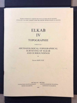 Elkab. Vol. I-VIII. Vol. I: Les monuments religieux à l'entrée de l'Ouady Hellal. Vol. II: L'Elkabien épipaléolithique de la Vallée du Nil égyptien. Vol. III: Les ostraca grecs. Vol. IV: Topographie (2 fascicles). Vol. V: The Naqada III Cemetery. Vol. VI,1 (Text) and VI,2 (Tafeln): Die Felsinschriften des Wadi Hilâl. Vol. VII: Die Barkenkapelle des Königs Sobekhotep III. in Elkab. Vol. VIII: La tombe de Setaou. Set of 8 volumes in 9 parts.