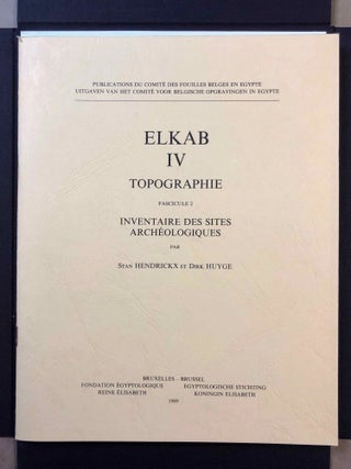Elkab. Vol. I-VIII. Vol. I: Les monuments religieux à l'entrée de l'Ouady Hellal. Vol. II: L'Elkabien épipaléolithique de la Vallée du Nil égyptien. Vol. III: Les ostraca grecs. Vol. IV: Topographie (2 fascicles). Vol. V: The Naqada III Cemetery. Vol. VI,1 (Text) and VI,2 (Tafeln): Die Felsinschriften des Wadi Hilâl. Vol. VII: Die Barkenkapelle des Königs Sobekhotep III. in Elkab. Vol. VIII: La tombe de Setaou. Set of 8 volumes in 9 parts.