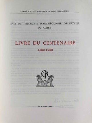 Livre du centenaire de l'Institut Français d'Archéologie Orientale