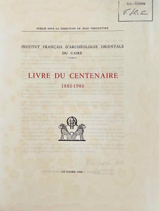 Livre du centenaire de l'Institut Français d'Archéologie Orientale