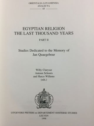 Egyptian religion. The last thousand years. Studies dedicated to the memory of Jan Quaegebeur. Vol. I & II (complete set)[newline]M2964-16.jpg