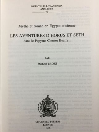 Mythe et roman en Egypte ancienne. Les aventures d'Horus et Seth.[newline]M2967-01.jpg
