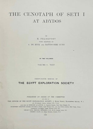 The cenotaph of Seti I at Abydos. Vol. I: Text. Vol. II: Plates (complete set)