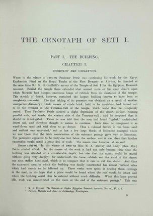 The cenotaph of Seti I at Abydos. Vol. I: Text. Vol. II: Plates (complete set)