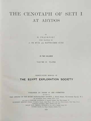 The cenotaph of Seti I at Abydos. Vol. I: Text. Vol. II: Plates (complete set)