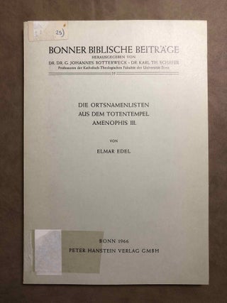 Item #M2987a Die Ortsnamenlisten aus dem Totentempel Amenophis III. EDEL Elmar