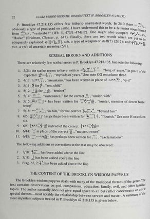 A late period hieratic wisdom text (P. Brooklyn 47.218.135)