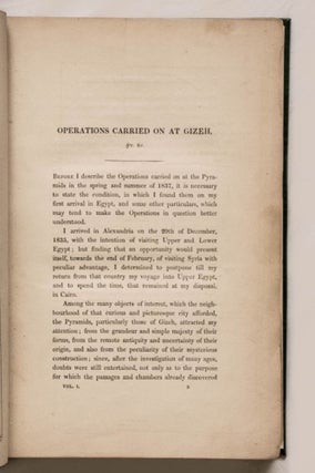 Operations carried on at the pyramids of Gizeh in 1837. With an account of a voyage in Upper Egypt and an appendix. Vol. I, II & III (complete set)[newline]M3048-04.jpg