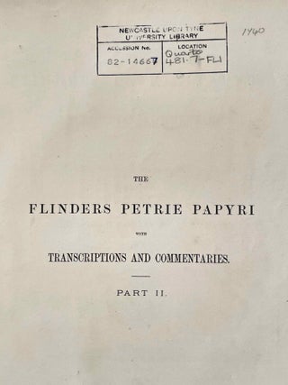 The Flinders Petrie Papyri with Transcriptions, Commentaries and Index. Part II.[newline]M3060b-02.jpeg