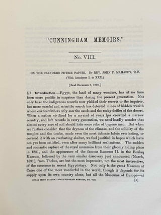The Flinders Petrie Papyri with Transcriptions, Commentaries and Index. Part I (autotypes I-XXX) & II (autotypes I-XVIII).
