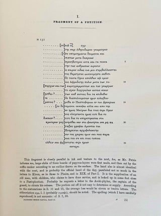 The Flinders Petrie Papyri with Transcriptions, Commentaries and Index. Part I (autotypes I-XXX) & II (autotypes I-XVIII).