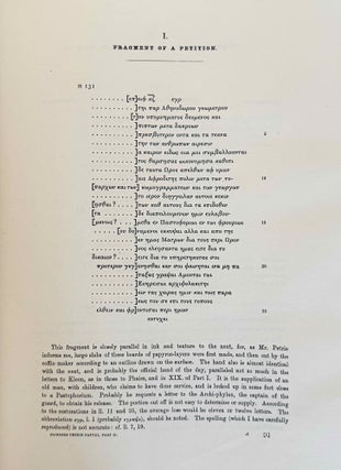 The Flinders Petrie Papyri with Transcriptions, Commentaries and Index. Part I (autotypes I-XXX) & II (autotypes I-XVIII).