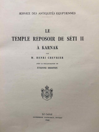 Le temple-reposoir de Séti II à Karnak. Texte (only, without the plates).[newline]M3084c-01.jpg