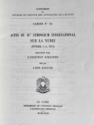 Actes du 2e symposium international sur la Nubie (Février 1-3, 1971)