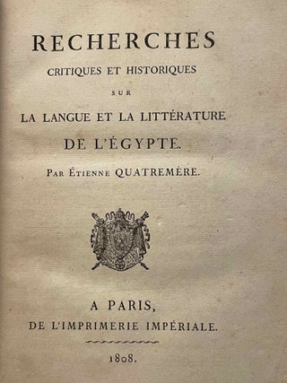 Recherches critiques et historiques sur la langue et la littérature de l'Egypte[newline]M3135a-02.jpeg