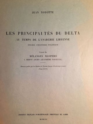 Item #M3157 Les Principautés du Delta au temps de l'anarchie libyenne. YOYOTTE Jean