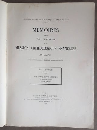 Item #M3164a Les monuments coptes du Musée de Boulaq. Catalogue des sculptures et stèles...[newline]M3164a.jpg