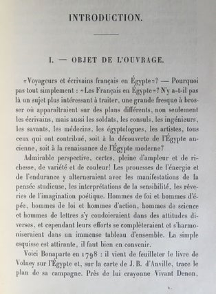 Voyageurs et écrivains français en Egypte. Tome I: Du début à la fin de la domination turque. Tome II: de la fin de la domination turque à l'inauguration du Canal de Suez (complete set)