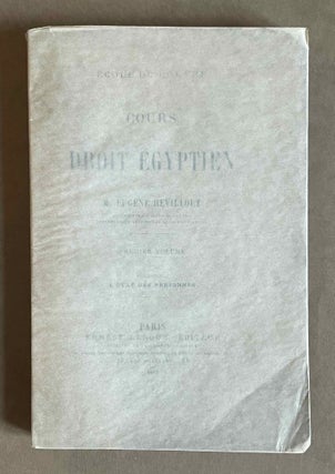 Item #M3209 Cours de droit égyptien. Vol. I. Fasc. 1: L'état des personnes [all...