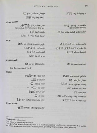 Egyptian. An introduction to the writing and language of the Middle Kingdom. Vol. I: Grammar, Syntax and Indexes. Vol. II: Sign Lists, Exercises and Reading Texts. (complete set)[newline]M3210a-15.jpeg