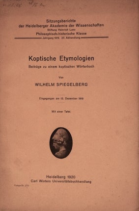 Item #M3247 Koptische Etymologien. SPIEGELBERG Wilhelm[newline]M3247.jpg
