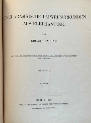 Drei aramäische Papyrusurkunden aus Elephantine