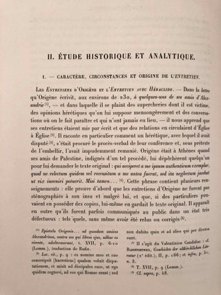 L'entretien d'Origène avec Héraclide et les évêques ses collègues sur le Père, le Fils et l'Ame, with: Le commentaire d'Origène sur Rom. III,5 - V,7, with: Extraits des livres I et II du Contre Celse d'Origène (3 volumes, complete set)