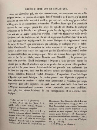 L'entretien d'Origène avec Héraclide et les évêques ses collègues sur le Père, le Fils et l'Ame, with: Le commentaire d'Origène sur Rom. III,5 - V,7, with: Extraits des livres I et II du Contre Celse d'Origène (3 volumes, complete set)