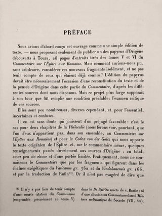 L'entretien d'Origène avec Héraclide et les évêques ses collègues sur le Père, le Fils et l'Ame, with: Le commentaire d'Origène sur Rom. III,5 - V,7, with: Extraits des livres I et II du Contre Celse d'Origène (3 volumes, complete set)