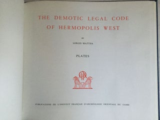 The Demotic Legal Code of Hermopolis West. Fasc. 1 & 2 (complete set)[newline]M3262-03.jpg