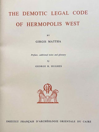 The Demotic Legal Code of Hermopolis West. Fasc. 1 & 2 (complete set)[newline]M3262j-03.jpeg