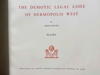 The Demotic Legal Code of Hermopolis West. Fasc. 1 & 2 (complete set)[newline]M3262j-14.jpeg