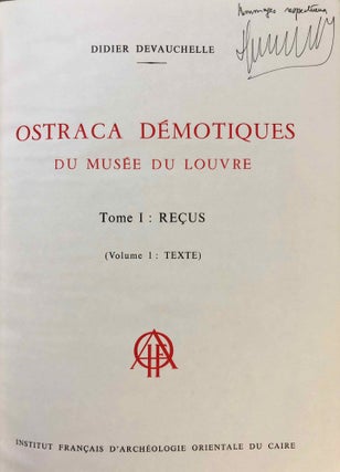 Ostraca démotiques du musée du Louvre. Tome I: Reçus. Vol. 1: Texte. Vol. II: Index et planches (complete set)[newline]M3284-02.jpg