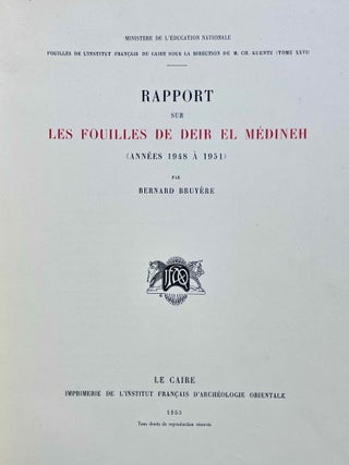 Rapport sur les fouilles de Deir el-Medineh (1948-1951)