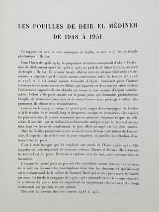 Rapport sur les fouilles de Deir el-Medineh (1948-1951)